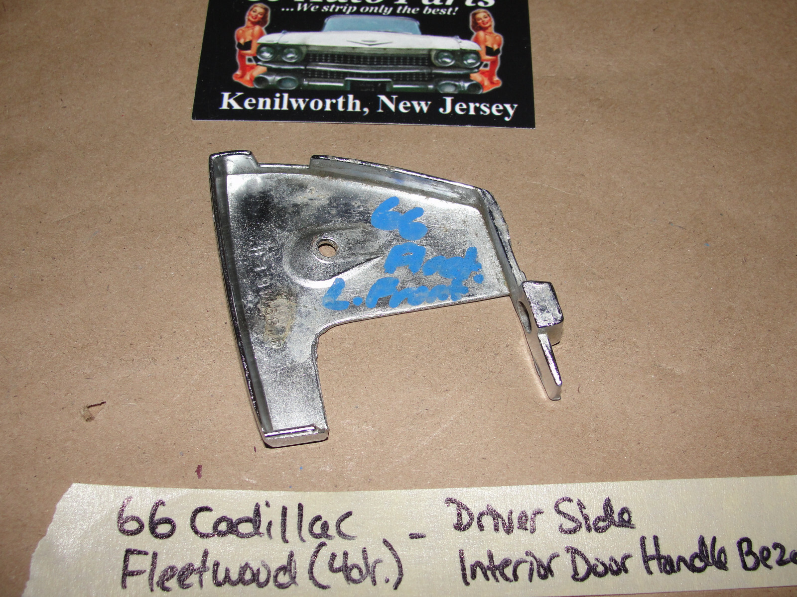 OEM 1965 1966 Cadillac Fleetwood Deville LEFT DRIVER SIDE FRONT INTERIOR DOOR HANDLE BEZEL TRIM #4489745 - Image 10