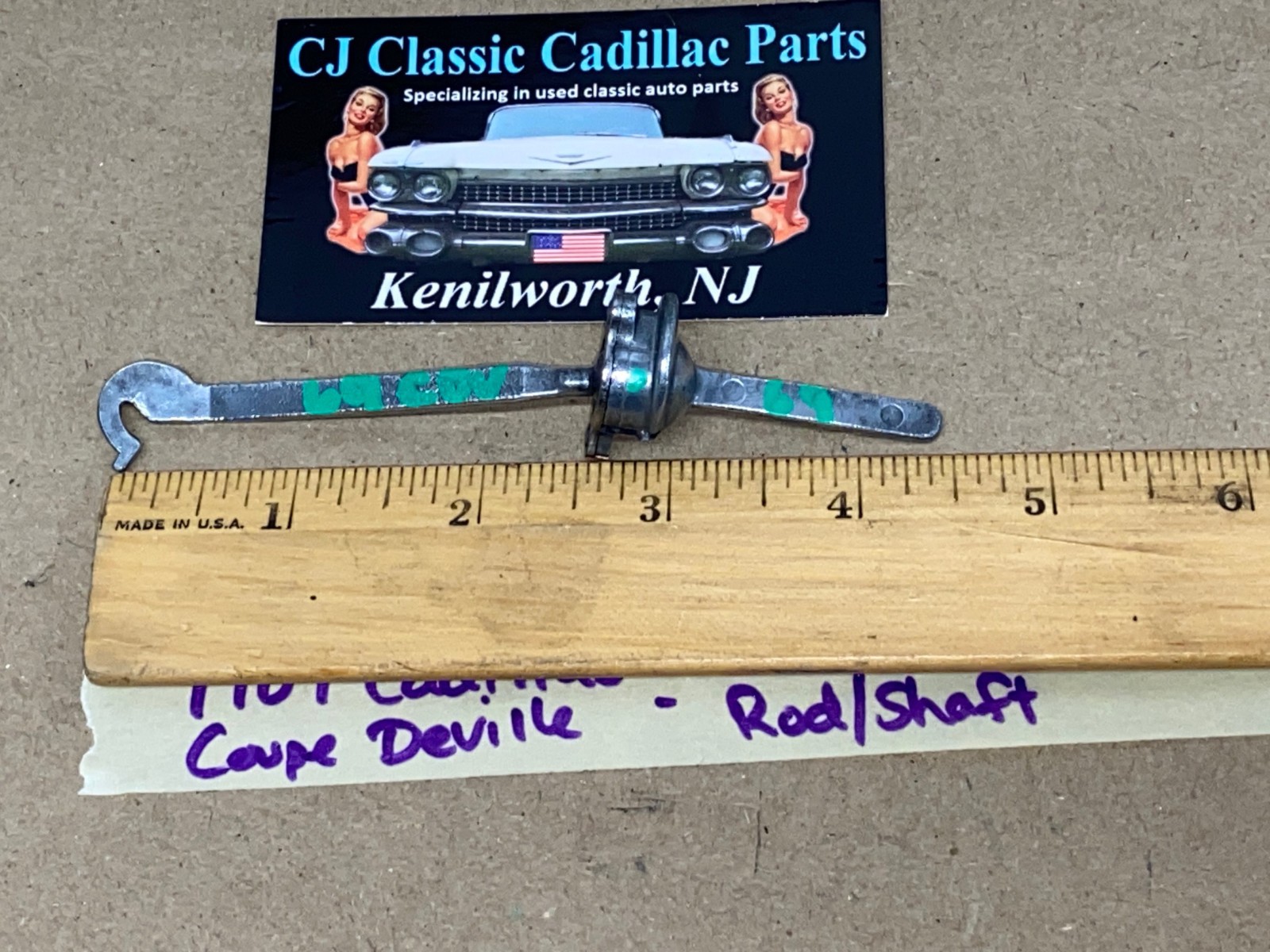 OEM 1969 1970 Cadillac Deville Calais Fleetwood TRUNK LOCK ROD SHAFT WITH COUPLING #9808423 - Image 3