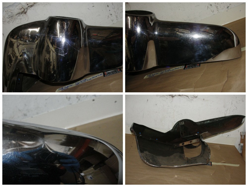 OEM 1958 Cadillac Deville Eldorado Fleetwood LEFT DRIVER SIDE FRONT BUMPER END UPPER & LOWER #3511182 - Image 10