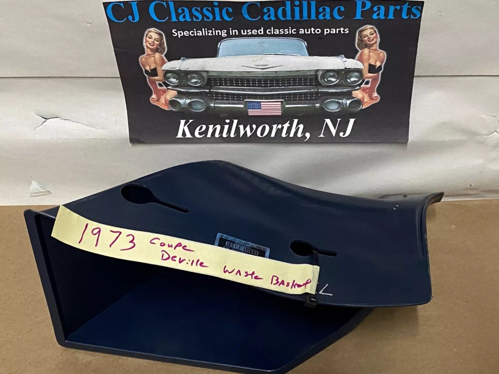 OEM 1971 1972 1973 1974 1975 1976 Cadillac Deville Eldorado Fleetwood Calais RIGHT PASSENGER SIDE KICK PANEL WASTE BASKET TRASH CAN BLUE - Image 9