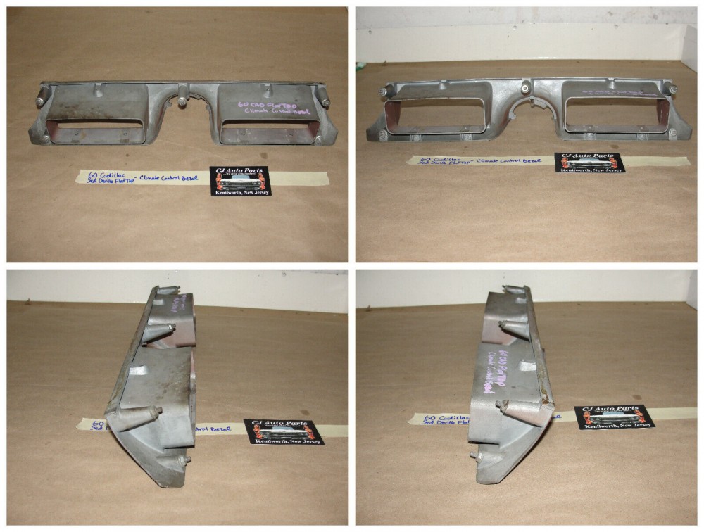 OEM 1960 Cadillac Deville Eldorado 1960 1961 1962 Series 75 Fleetwood FLAT TOP LOWER DASH ABOVE COLUMN CLIMATE CONTROL BEZEL TRIM #3511864 - Image 11