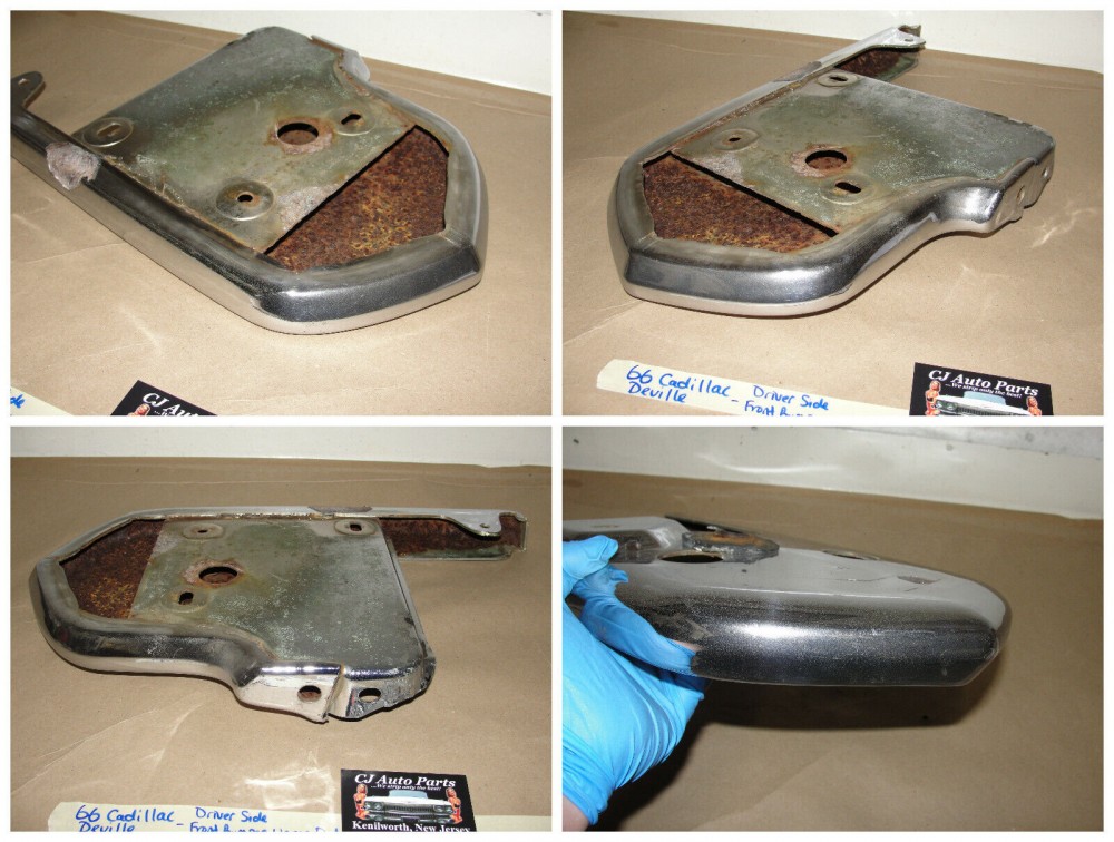 OEM 1966 Cadillac Deville Eldorado Calais Fleetwood LEFT DRIVER SIDE UPPER FRONT BUMPER END #3513678 - Image 11