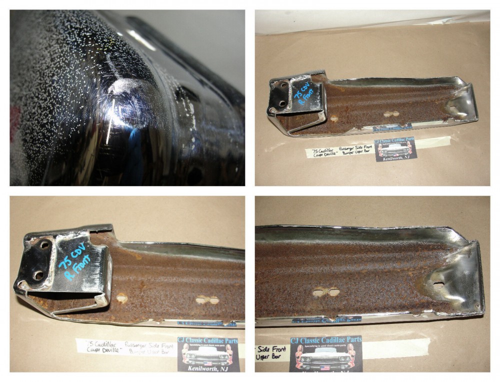 OEM 1974 1975 1976 Cadillac Deville Fleetwood Calais RIGHT PASSENGER SIDE FRONT BUMPER UPPER END CORNER BAR #3516090 - Image 11