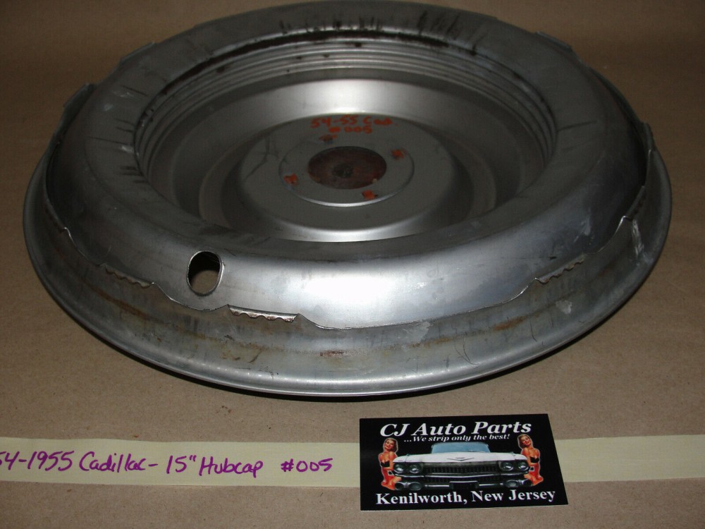 OEM 1954 1955 Cadillac Deville Eldorado Fleetwood 15" HUBCAP HUB CAP WHEEL COVER w/ CENTER CAP MEDALLION #005 - Image 11