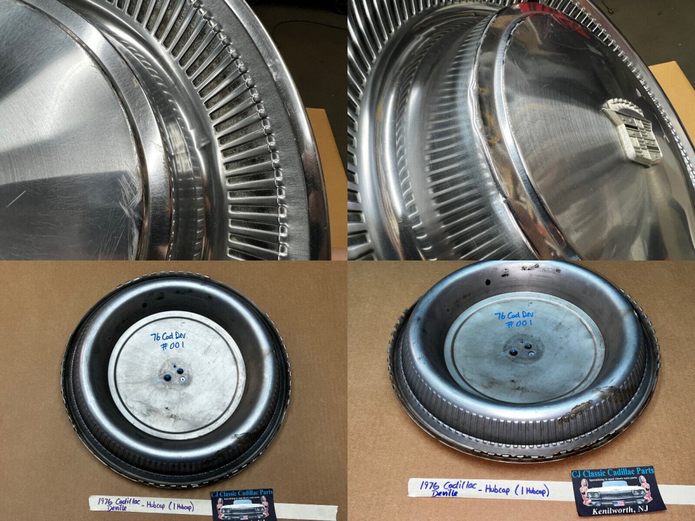 OEM 1974 1975 1976 Cadillac Deville Fleetwood 15" TURBINE HUBCAP WHEEL COVER W/CREST EMBLEM #001 (ONE) - Image 11