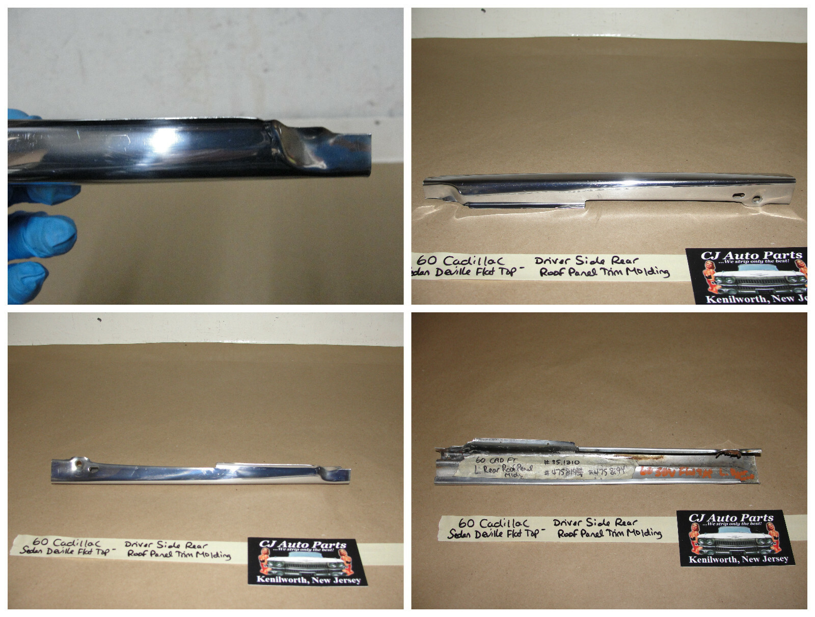 OEM 1959 1960 Cadillac Deville FLAT TOP LEFT DRIVER SIDE REAR ROOF PANEL MOLDING TRIM #4758194 - Image 11