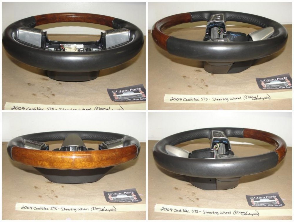 OEM 2008 2009 Cadillac STS EBONY CASHMERE HEATED LEATHER & WOODGRAIN STEERING WHEEL #25921226/34037168B Ebony/Black & Wood Grain - Image 11