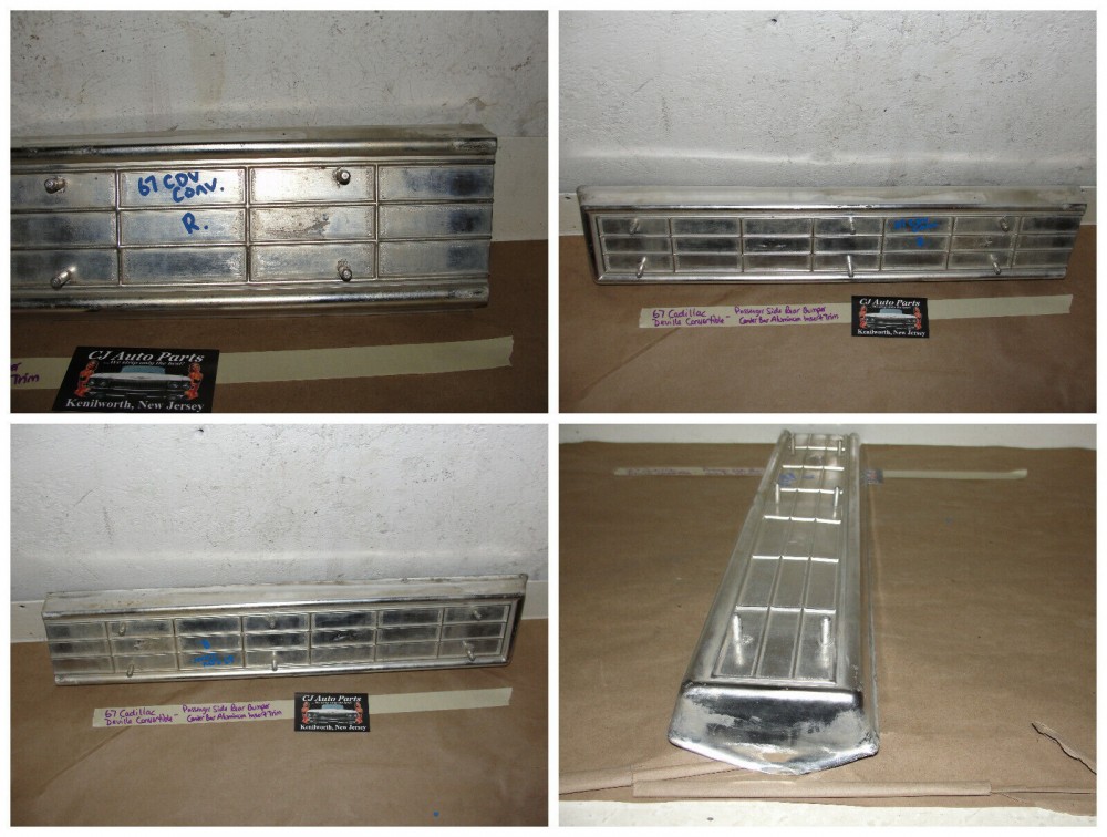 OEM 1967 Cadillac DeVille Calais RIGHT PASSENGER SIDE REAR BUMPER BAR ALUMINUM INSERT TRIM #1488623 - Image 11