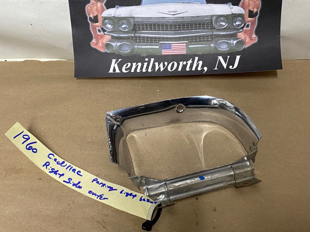 OEM 1960 Cadillac Deville Eldorado Fleetwood RIGHT PASSENGER SIDE OUTER PARKING LIGHT LAMP BEZEL TRIM - Image 11
