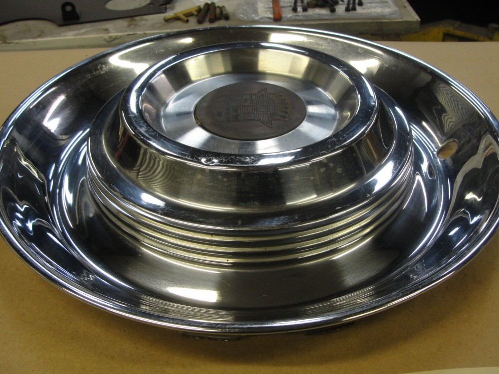 OEM 1954 1955 Cadillac Deville Eldorado Fleetwood 15" HUB CAP HUBCAP WHEEL COVER w/ CENTER CAP MEDALLION #002 - Image 11