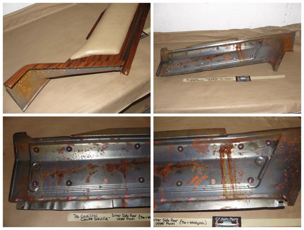 OEM 1974 1975 1976 Cadillac Coupe Deville Calais 2 Door LEFT REAR UPPER QUARTER DOOR PANEL WOODGRAIN - Image 11