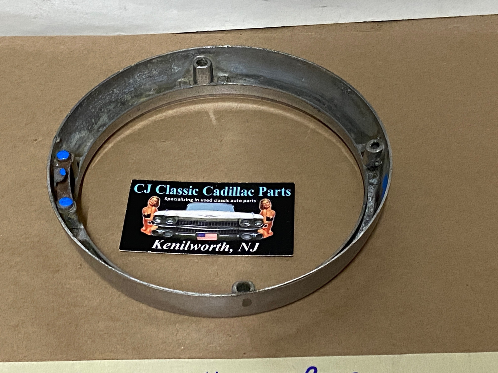 OEM 1962 Cadillac Deville Fleetwood Eldorado HEADLIGHT CHROME BEZEL DOOR TRIM #3512583/#1477656 - Image 11