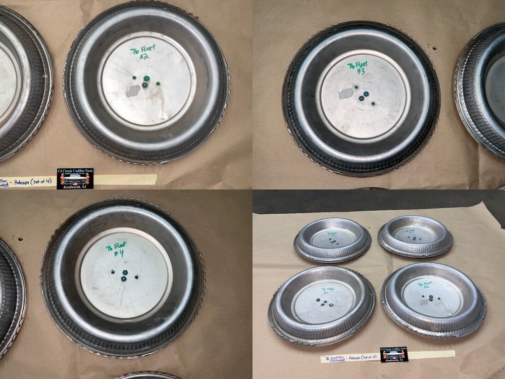 OEM 1974 1975 1976 Cadillac Fleetwood Deville 15" HUB CAPS HUBCAPS WHEEL COVERS W/ WREATH CREST EMBLEM SET OF 4 - Image 11