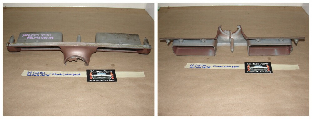 OEM 1960 Cadillac Deville Eldorado 1960 1961 1962 Series 75 Fleetwood FLAT TOP LOWER DASH ABOVE COLUMN CLIMATE CONTROL BEZEL TRIM #3511864 - Image 12