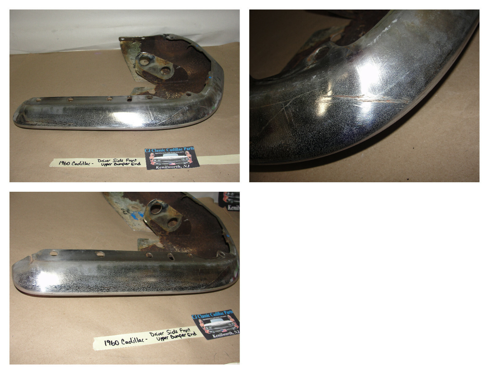 OEM 1960 Cadillac Deville Eldorado Fleetwood LEFT DRIVER SIDE CHROME UPPER FRONT BUMPER END CORNER #3511899 - Image 12