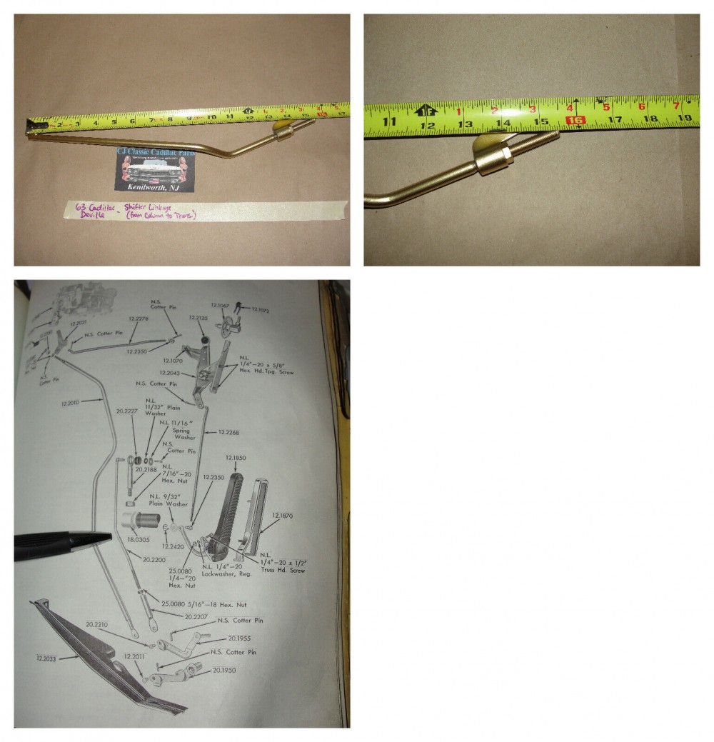 OEM 1963 Cadillac Deville Eldorado Fleetwood 390 Engine STEERING COLUMN TO TRANSMISSION SHIFTER LINKAGE ROD #1479380, #1477214 - Image 12
