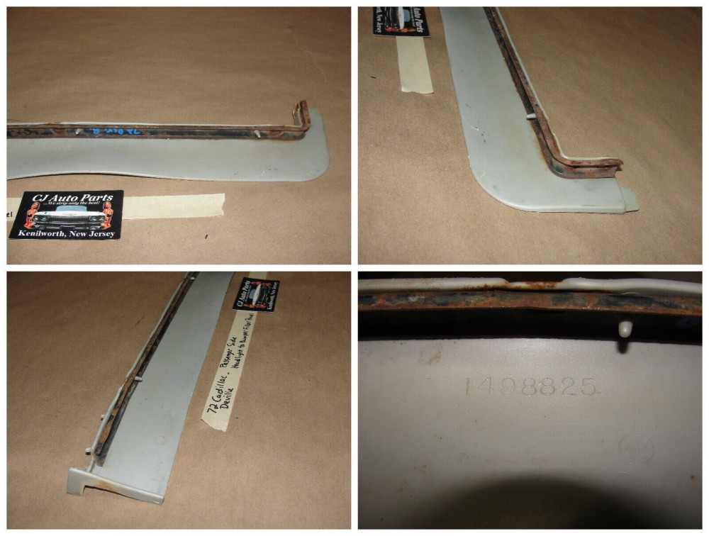OEM 1972 Cadillac Deville Fleetwood Calais RIGHT PASSENGER SIDE HEADLIGHT TO BUMPER FILLERS PANEL & BRACKET #1498825 - Image 12