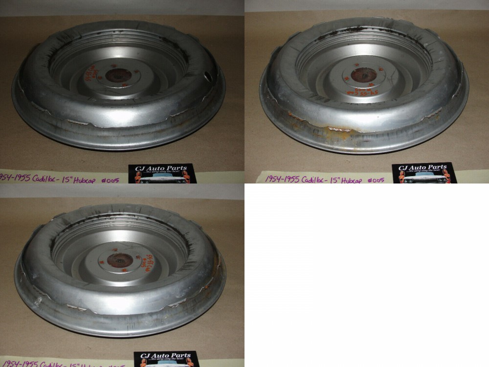OEM 1954 1955 Cadillac Deville Eldorado Fleetwood 15" HUBCAP HUB CAP WHEEL COVER w/ CENTER CAP MEDALLION #005 - Image 12
