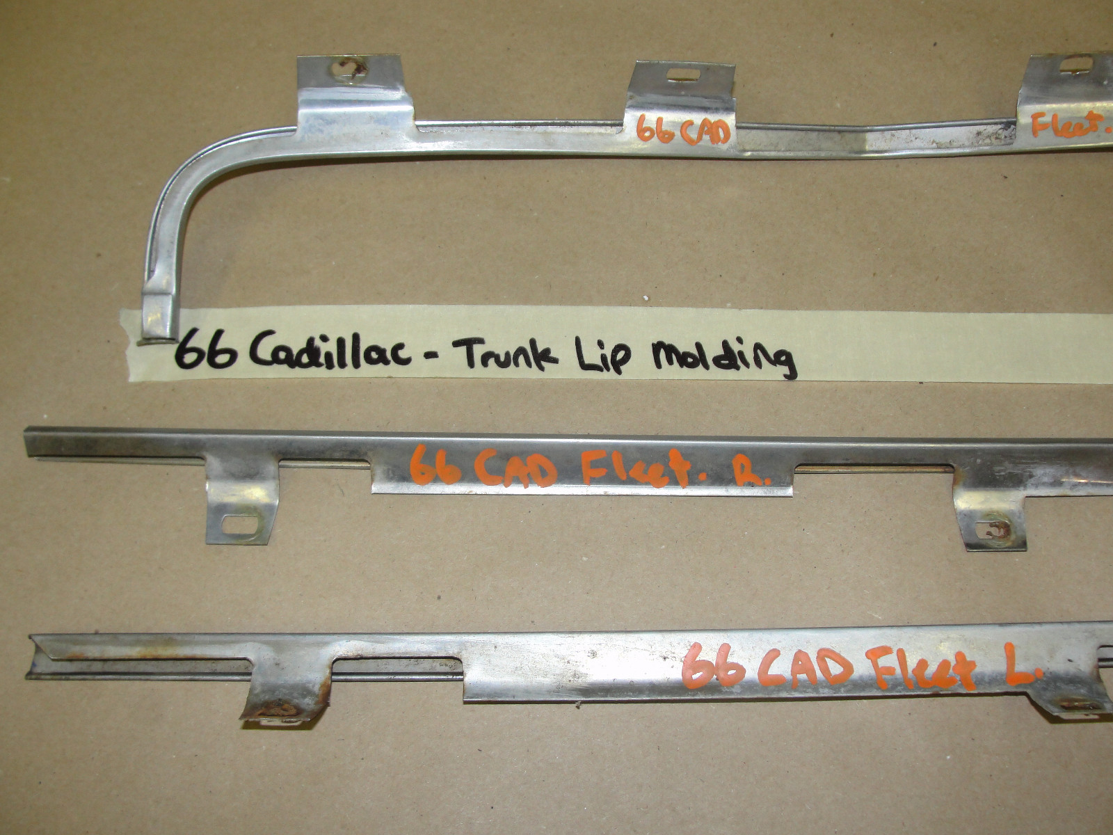 OEM 1966 Cadillac Eldorado Fleetwood Deville Calais TRUNK DECK LID LIP CHROME BEZEL TRIM MOLDING 3 PIECE SET #4227324/#4227325/#4227314 - Image 12
