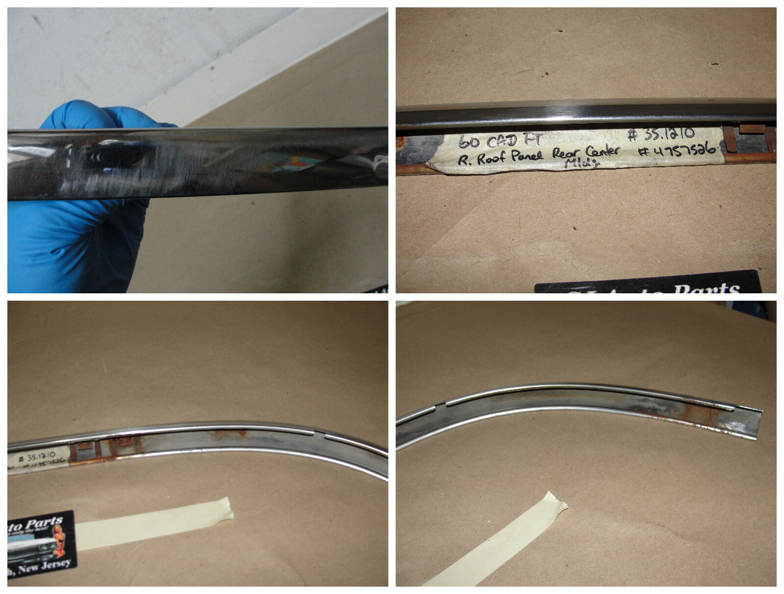 OEM 1959 1960 Cadillac Deville Flat Top 4 Door 4 Window RIGHT CENTER REAR ROOF PANEL UPPER MOLDING TRIM #4757526 - Image 12