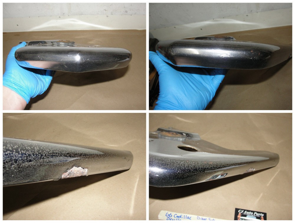 OEM 1966 Cadillac Deville Eldorado Calais Fleetwood LEFT DRIVER SIDE UPPER FRONT BUMPER END #3513678 - Image 12