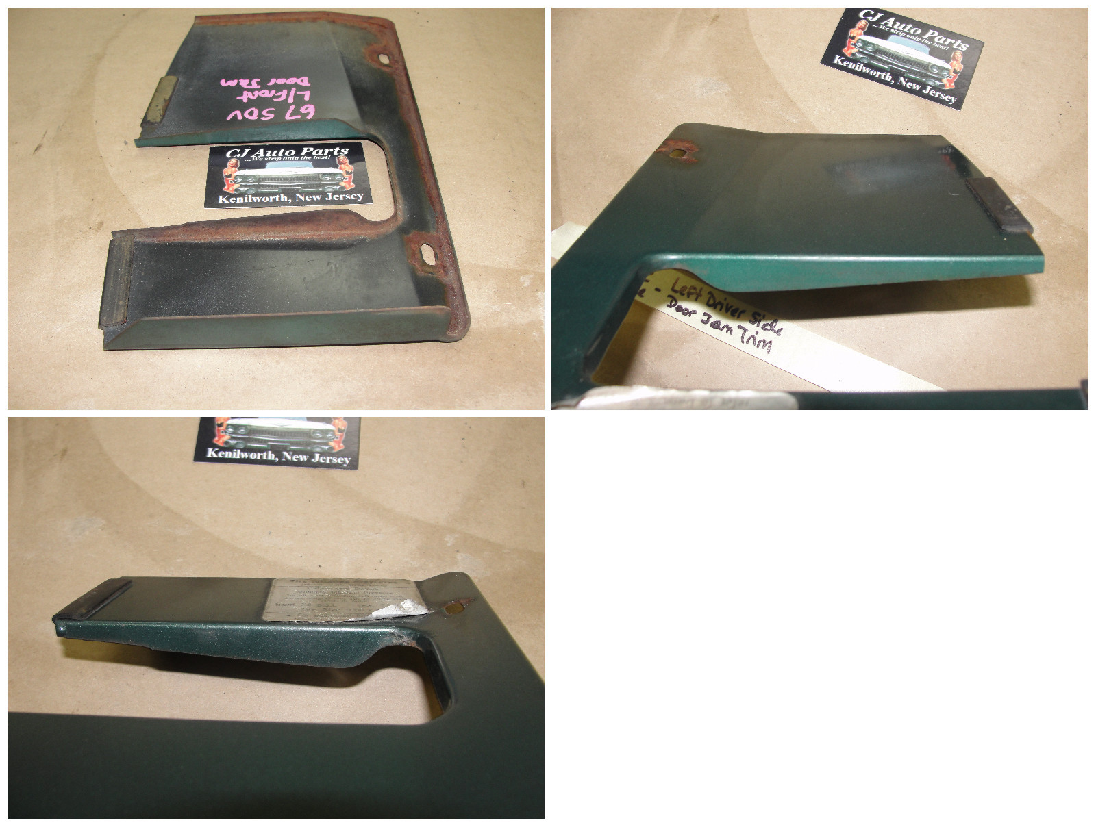 OEM 1967 Cadillac Deville Fleetwood Calais LEFT FRONT DOOR JAM WIRE HARNESS COVER TRIM GREEN #1487373 - Image 12