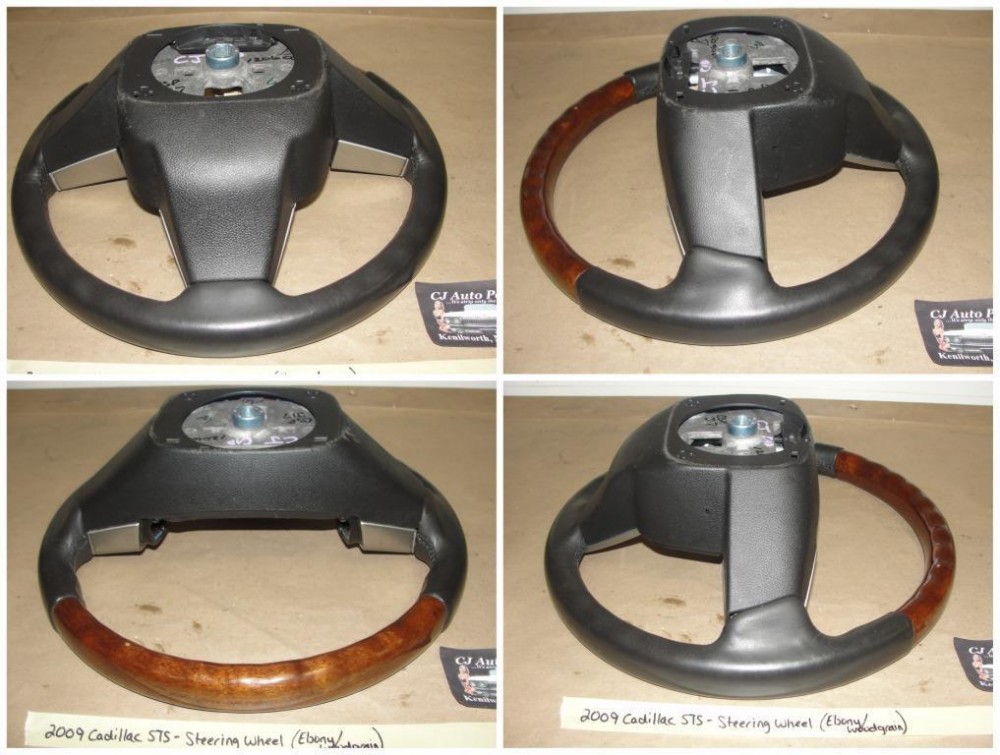 OEM 2008 2009 Cadillac STS EBONY CASHMERE HEATED LEATHER & WOODGRAIN STEERING WHEEL #25921226/34037168B Ebony/Black & Wood Grain - Image 12