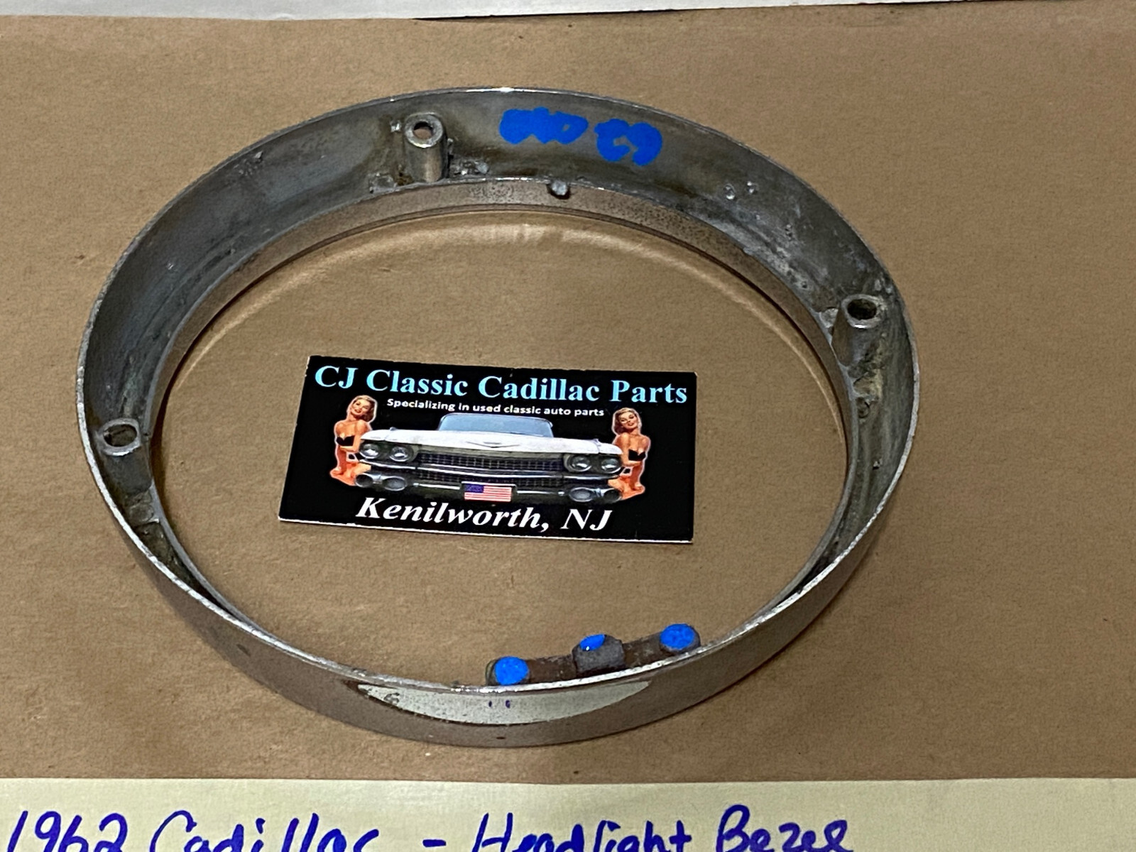 OEM 1962 Cadillac Deville Fleetwood Eldorado HEADLIGHT CHROME BEZEL DOOR TRIM #3512583/#1477656 - Image 12