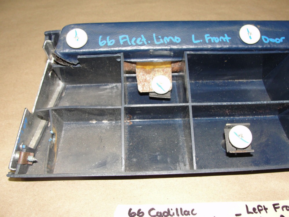 OEM 1966 1967 Cadillac Fleetwood LIMO LIMOUSINE LEFT DRIVER SIDE FRONT DOOR PANEL ARM REST BASE PAD TRIM - - DARK BLUE - Image 13
