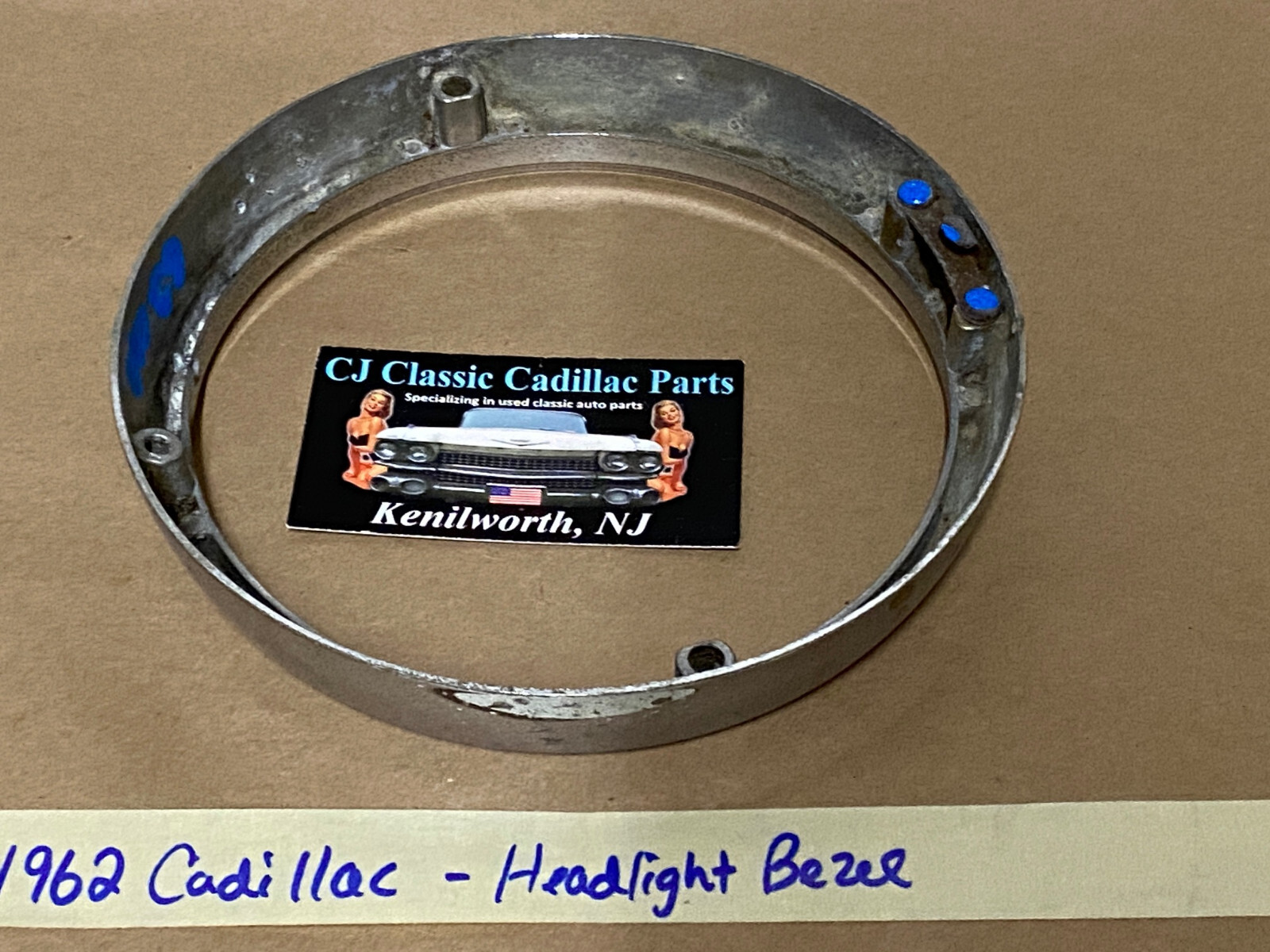 OEM 1962 Cadillac Deville Fleetwood Eldorado HEADLIGHT CHROME BEZEL DOOR TRIM #3512583/#1477656 - Image 13