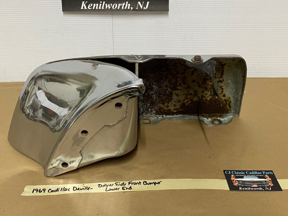 OEM 1969 1970 Cadillac Deville Calais Fleetwood LEFT DRIVER SIDE LOWER FRONT BUMPER END #3514862 - Image 13