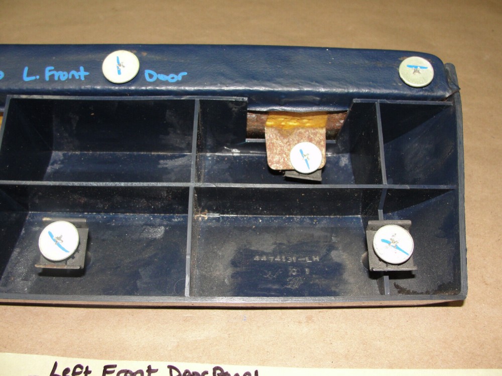 OEM 1966 1967 Cadillac Fleetwood LIMO LIMOUSINE LEFT DRIVER SIDE FRONT DOOR PANEL ARM REST BASE PAD TRIM - - DARK BLUE - Image 14