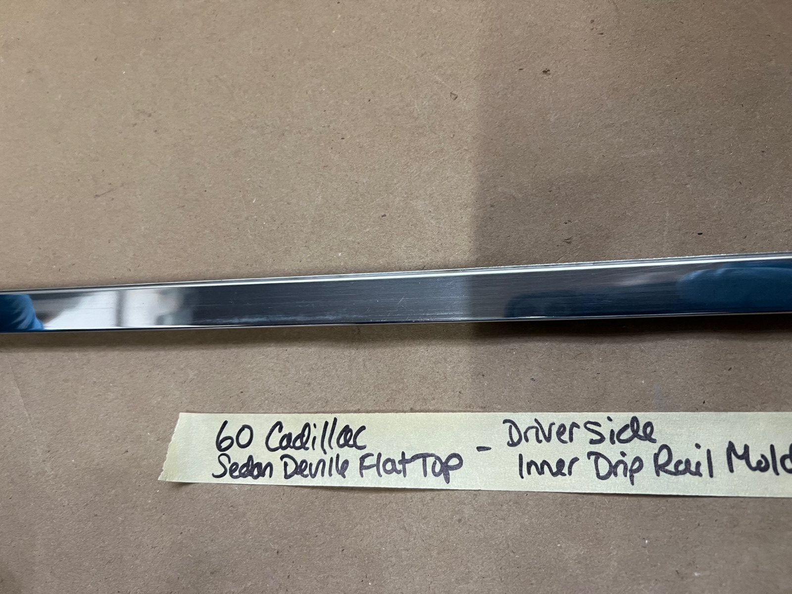 OEM 1959 1960 Cadillac Sed. Deville Flat Top DRIVER SIDE ROOF DRIP RAIL SCALP MOLDING TRIM #4755637 - Image 15