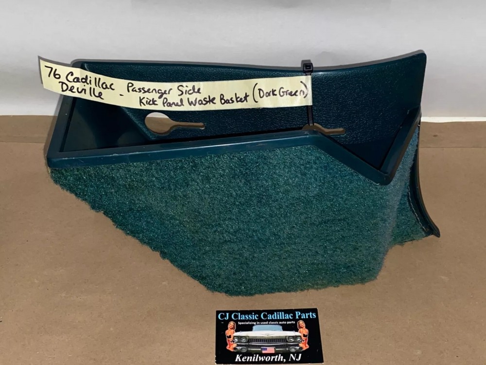 OEM 1971 1972 1973 1974 1975 1976 Cadillac Deville Eldorado Fleetwood Calais RIGHT PASSENGER SIDE KICK PANEL WASTE BASKET TRASH CAN Dark Green - Image 15