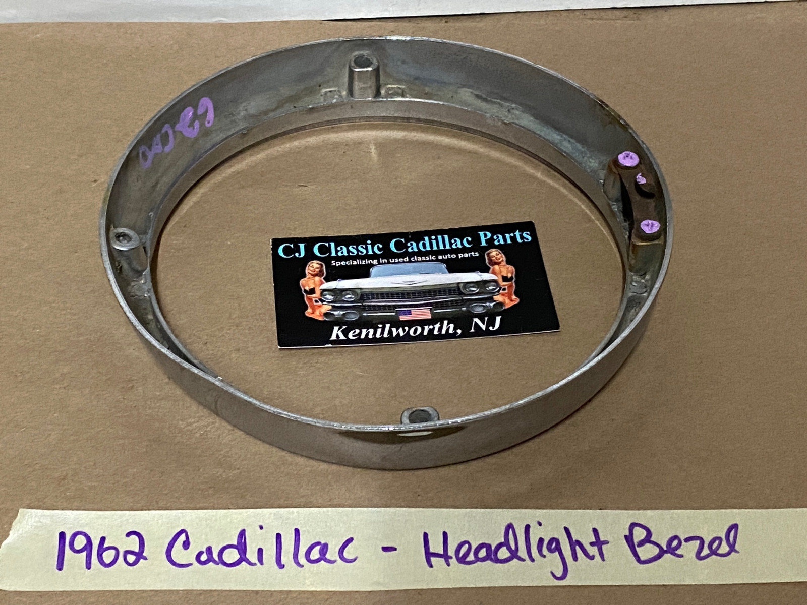 OEM 1962 Cadillac Deville Fleetwood Eldorado HEADLIGHT CHROME BEZEL DOOR TRIM #3512583/#1477656 - Image 15