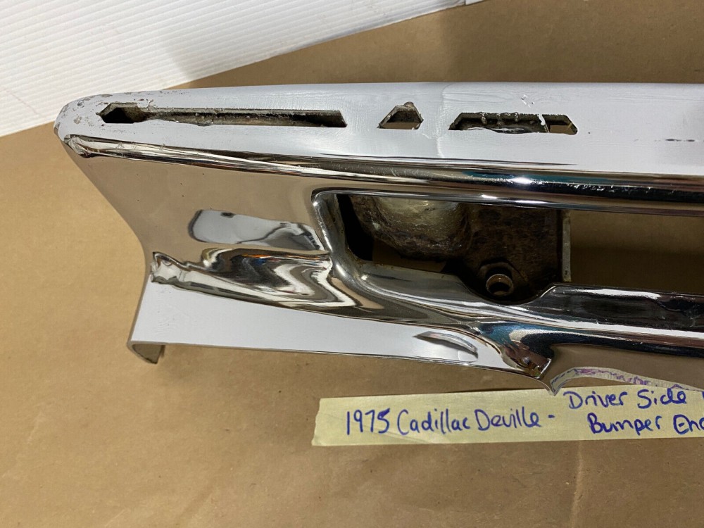OEM 1974 1975 1976 Cadillac Deville Calais Fleetwood LEFT DRIVER SIDE BACK REAR CHROME BUMPER END #3515870 - Image 16