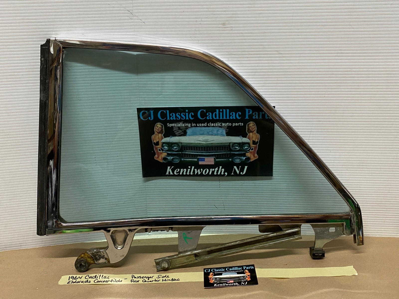 OEM 1962 1963 1964 Cadillac Eldorado Deville Convertible RIGHT REAR QUARTER WINDOW GLASS & FRAME #4439717/#5719066 - Image 16