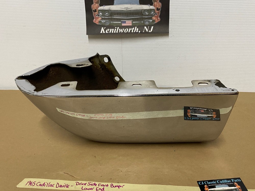OEM 1965 Cadillac Deville Eldorado Fleetwood Calais LEFT DRIVER SIDE LOWER FRONT BUMPER END #1482255 - Image 17