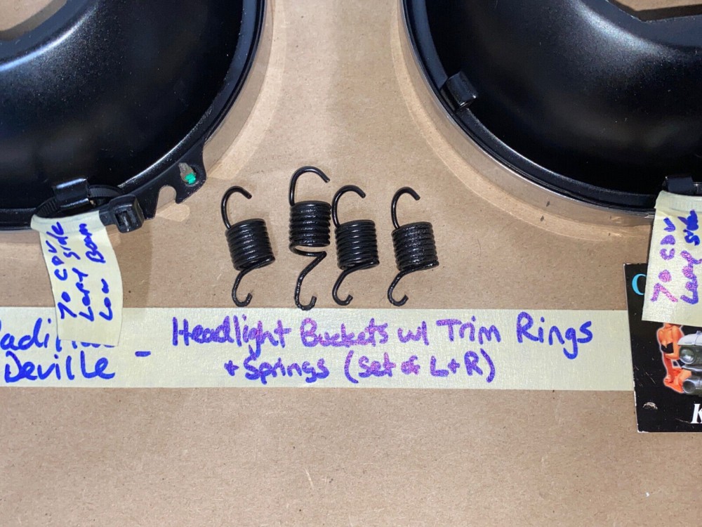 OEM 1969 1970 1971 1972 1973 1974 Cadillac Deville Eldorado Fleetwood Calais LEFT & RIGHT INNER & OUTER HEADLIGHT BUCKETS WITH TRIM RINGS #5963839/#5963840/#5963838 - Image 17