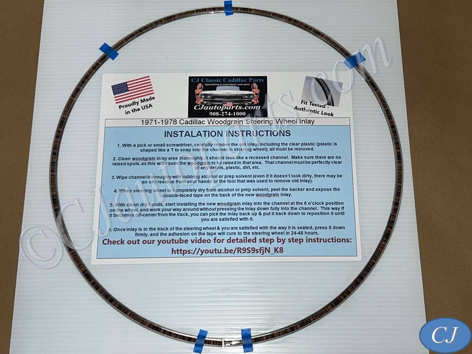 NEW 1971 1972 1973 1974 1975 1976 1977 1978 Cadillac Eldorado Deville Fleetwood Calais Steering Wheel Woodgrain Insert Inlay Trim - Made in USA - Image 11