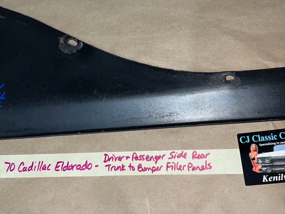 OEM 1970 Cadillac Eldorado RIGHT & LEFT REAR TRUNK TO BUMPER FILLERS PANELS TRIM COVER - Image 19
