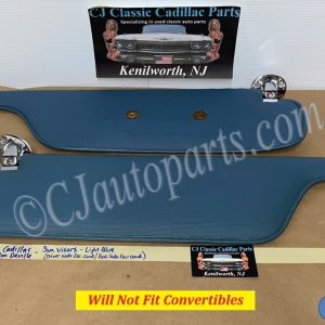 OEM 1965 1966 1967 1968 Cadillac Fleetwood Deville Calais 1967 1968 Eldorado LEFT & RIGHT SUN VISORS WITH HINGES - LIGHT BLUE