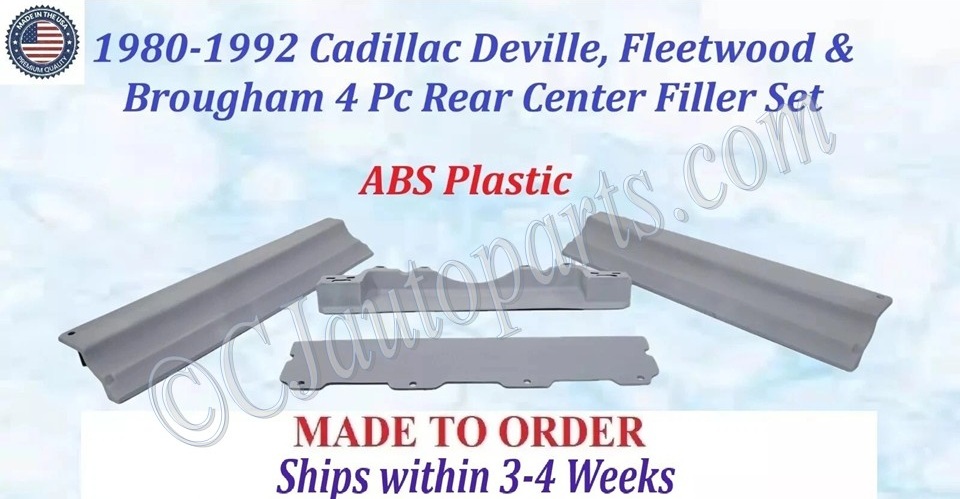 NEW 1980 1981 1982 1983 1984 1985 1986 1987 1988 1989 1990 1991 1992 Cadillac Deville Fleetwood Brougham Rear Center Bumper Fillers Set