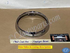 OEM 1962 Cadillac Deville Fleetwood Eldorado HEADLIGHT CHROME BEZEL DOOR TRIM #3512583/#1477656
