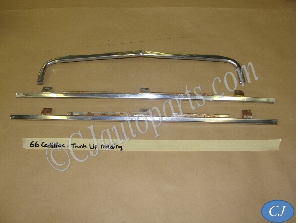 OEM 1966 Cadillac Eldorado Fleetwood Deville Calais TRUNK DECK LID LIP CHROME BEZEL TRIM MOLDING 3 PIECE SET #4227324/#4227325/#4227314