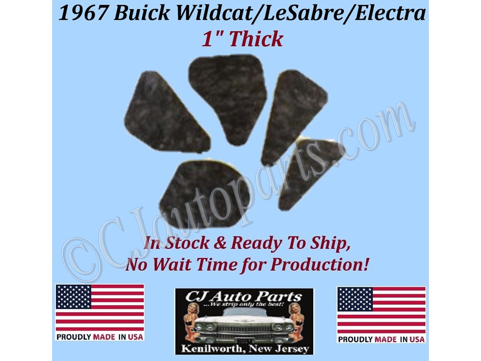 NEW 1967 BUICK WILDCAT LeSABRE ELECTRA 5 PIECE HOOD INSULATION - 1" THICK - BUK-HIN-095
