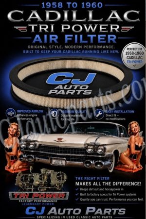 NEW 1958 1959 1960 CADILLAC Deville Eldorado Fleetwood TRI-POWER (3x2 BBL) AIR CLEANER FILTER
