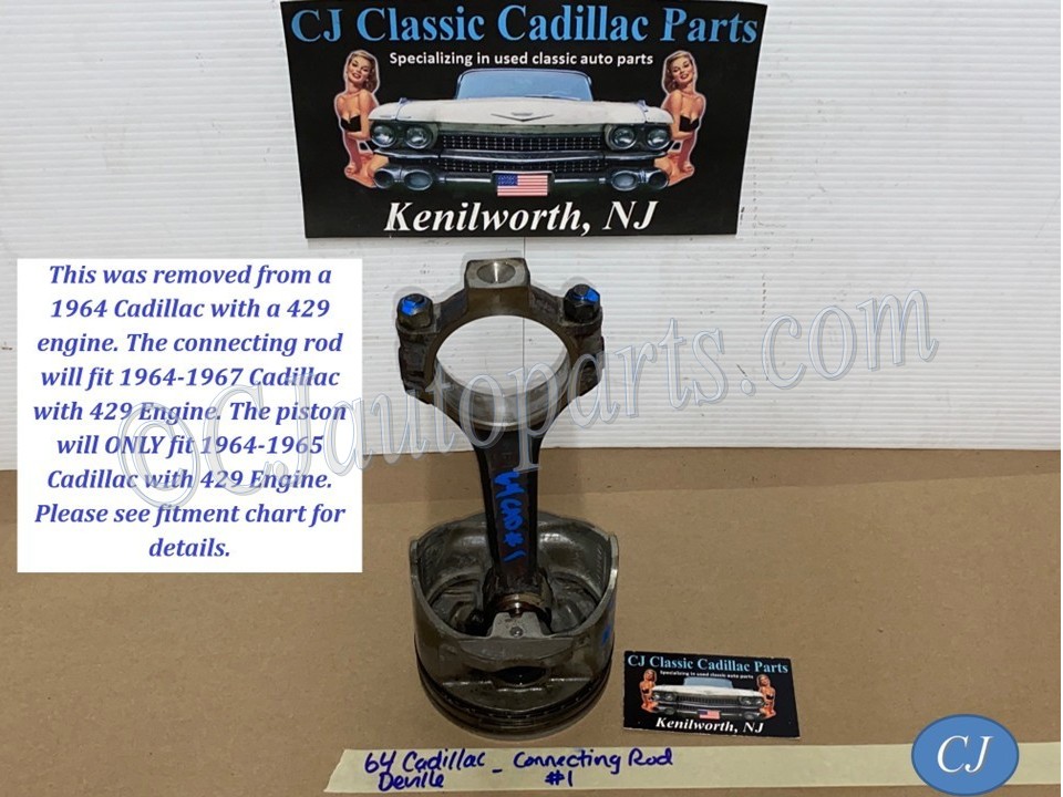 OEM 1964 1965 1966 1967 Cadillac Deville Fleetwood Eldorado Calais 429 ENGINE CONNECTING ROD & PISTON #1