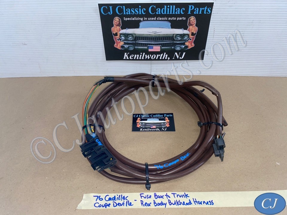 OEM 1974 1975 1976 Cadillac Deville Fleetwood Calais FUSE BOX TO TRUNK REAR BODY BULKHEAD TAIL LIGHT WIRE HARNESS CONNECTOR #9640425