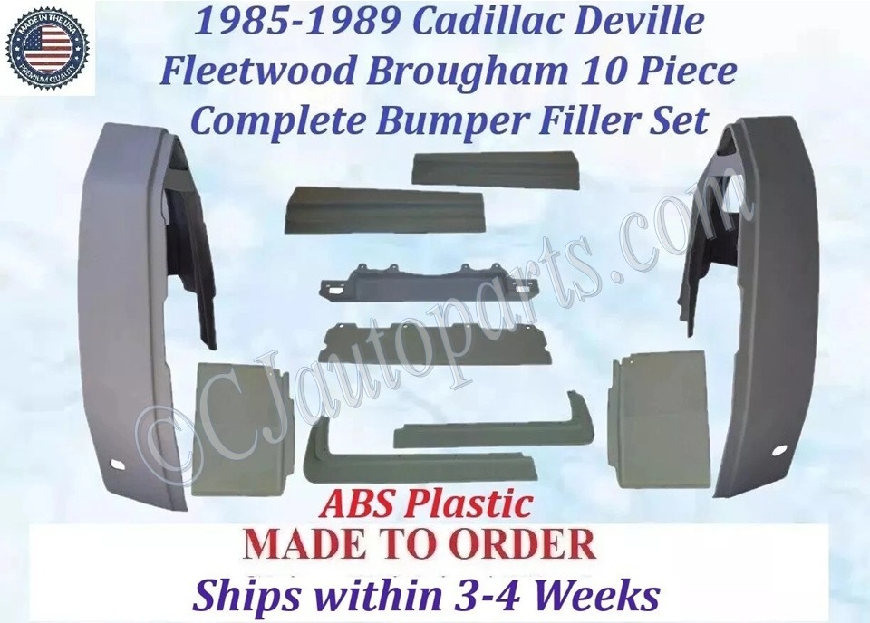 NEW 1985 1986 1987 1988 1989 Cadillac Deville Fleetwood Brougham Complete 10 Piece Bumper Fillers Set